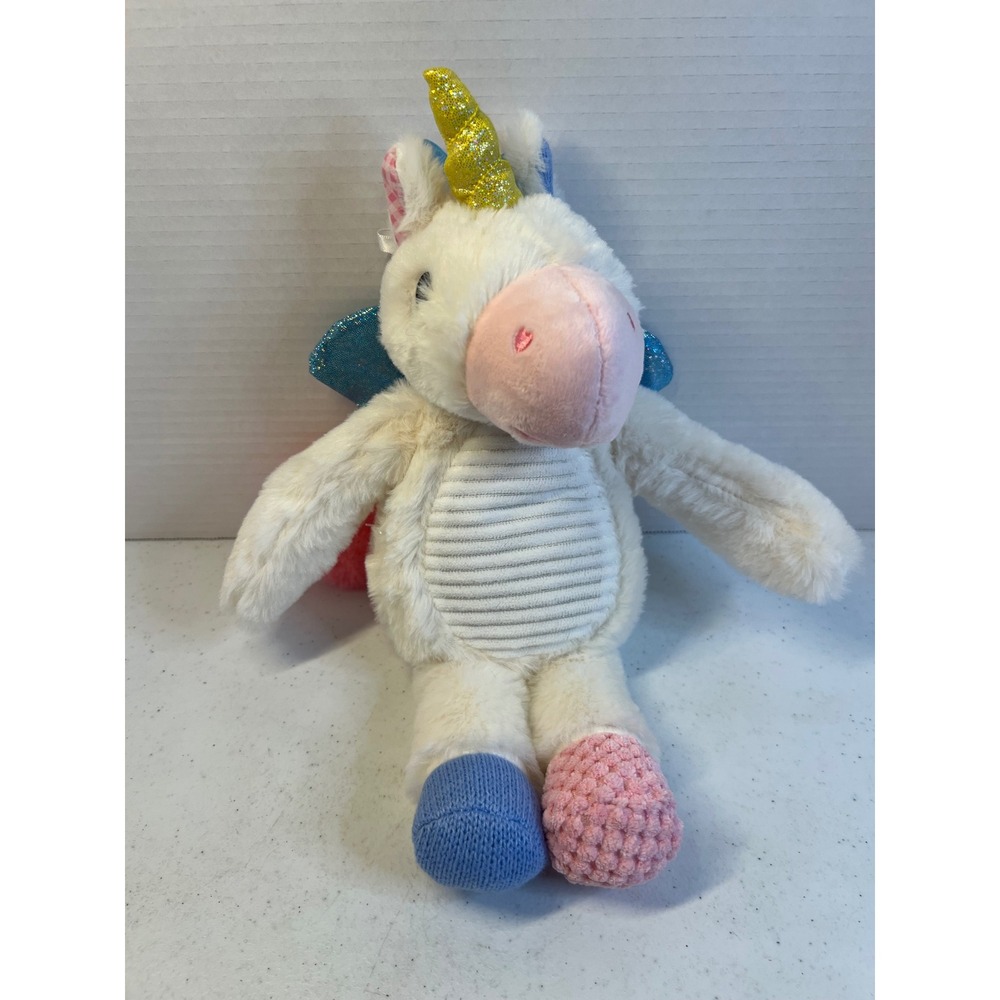 Make Believe Ideas Unicorn Plush White Pink Blue Gold Sparkle Wings 12 Inch